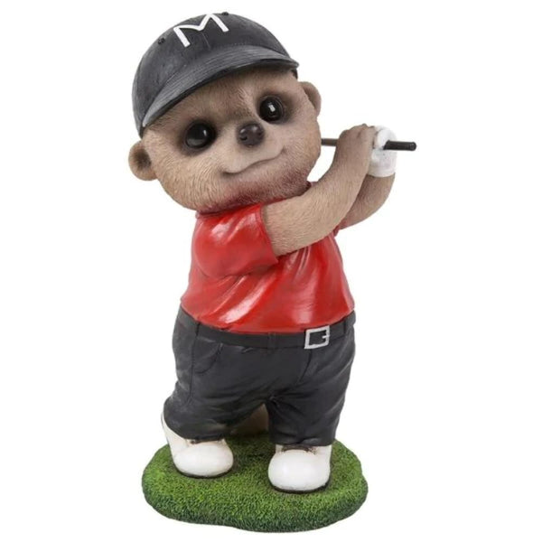 Vivid Arts - Golfer Baby Meerkat Home or Garden Decoration (XMK-2324-D) - Golf Gift