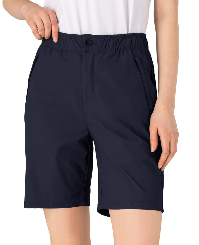 YSENTO Womens Golf Hiking Shorts Lightweight Quick Dry Outdoor Stretch Walking Shorts with Zip Pockets(Navy,L) - Golf Gift