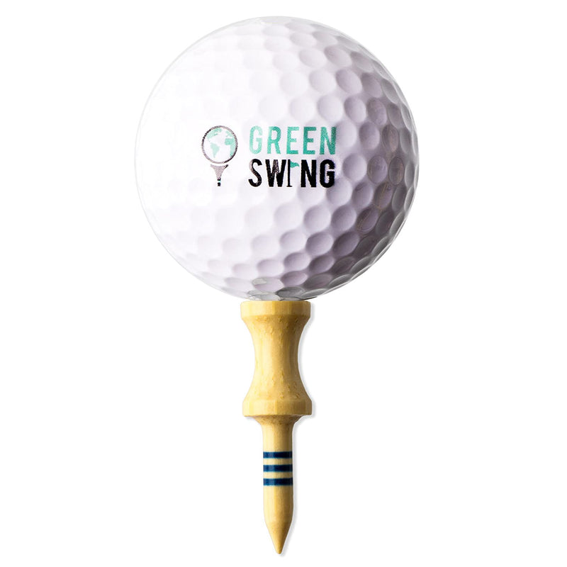 Green Swing Bamboo Golf Tees 38mm | Strong Sustainable Biodegradable | 30pcs | Blue Castle Tees - Golf Gift