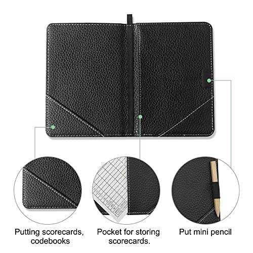 DONGKER Golf Scorecard Holder, Leather Golf Score Card Wallet with Pen Loop for Golf Score Cards Men & Women - Golf Gift