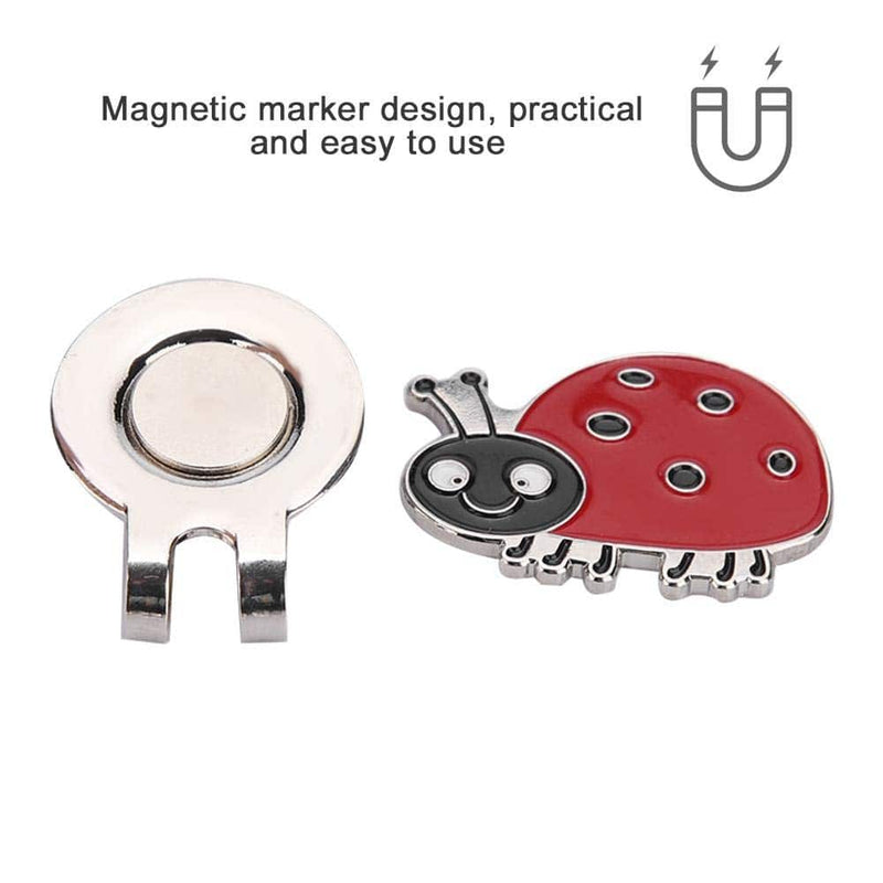 Dwawoo Golf Hat Clip, Animals & Insects Pattern Golf Ball Marker Stainless Steel Golf Cap Clamp(Ladybug) - Golf Gift