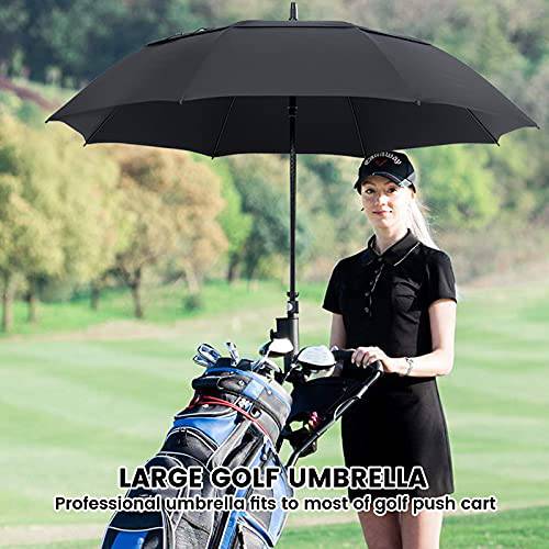 NINEMAX Large Golf Umbrella Windproof Strong 62 Inch,Extra Big Stick Umbrellas Automatic Open - Gents Umbrella Double Canopy (Black) - Golf Gift