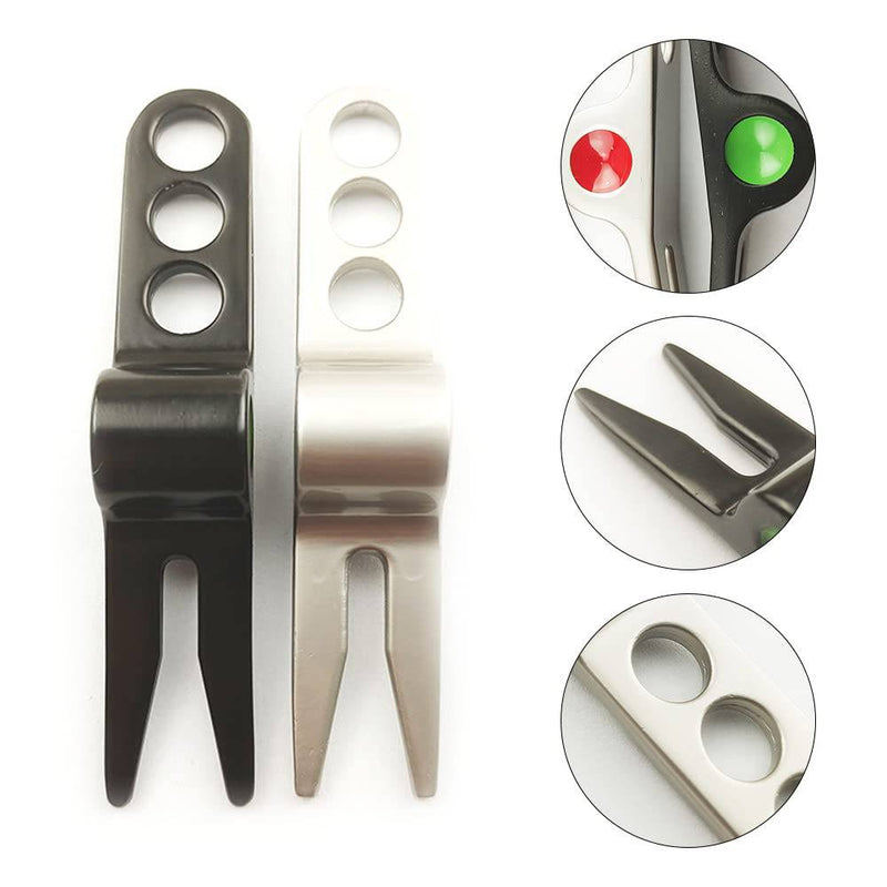 MBUYGYUO 2 Pcs Lightweight Golf Ball Markers Zinc Alloy Golf Divot Repair Tool Pitch Mark Repair Tool Golf Divot Tool for Golfer - Golf Gift