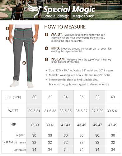 SPECIALMAGIC Men's Slim-Fit Stretch Golf Pants, Water Resistant Hiking Pants with Zipped Pockets, Men's Dress Pants Elastic Waist Lightweight Casual Outdoor (Stone, 34W) - Golf Gift