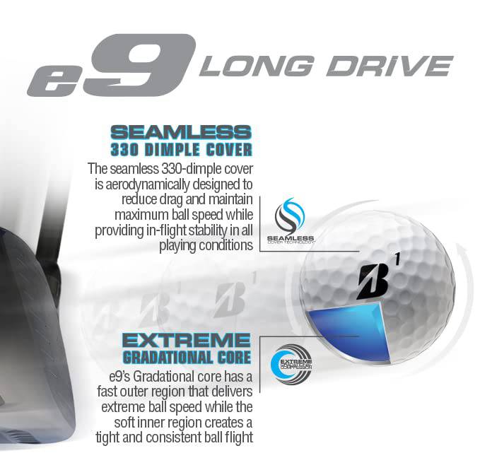 Bridgestone Golf 2023 e9 Long Drive Golf Balls White - Golf Gift