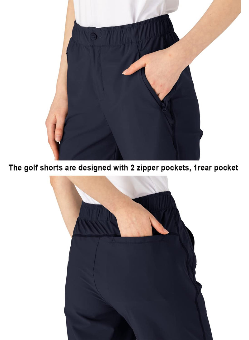 YSENTO Womens Golf Hiking Shorts Lightweight Quick Dry Outdoor Stretch Walking Shorts with Zip Pockets(Navy,L) - Golf Gift