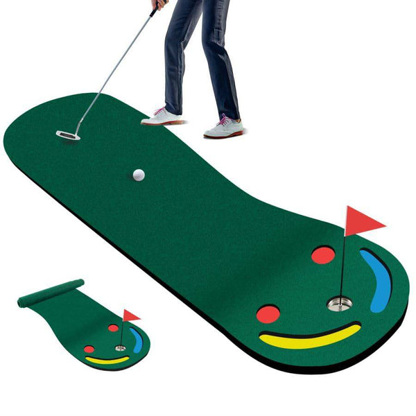 COSTWAY Golf Putting Green Set, Par Three Putting Mat with 3 Putting Cups, 1 Flag and Golf Hole Covers, Indoor Outdoor Putt Green Carpet for Golf Putting Practice - Golf Gift