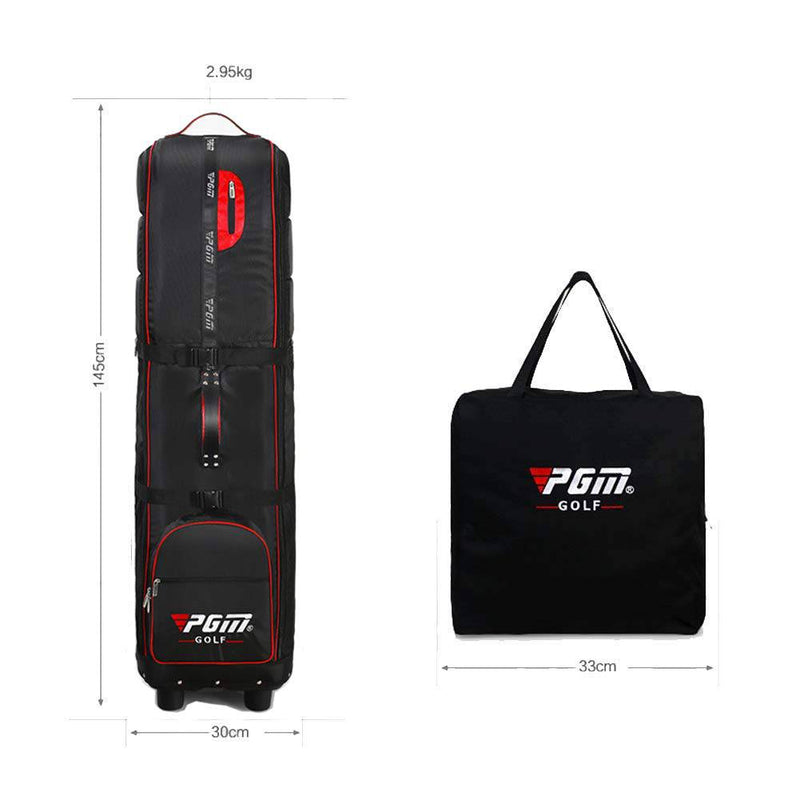 KOFULL Padded Golf Travel Bag Cover Flight with Wheels Golf Aviation Bag Travel Cover Bag Padded Wheeled Foldable (black-red) - Golf Gift