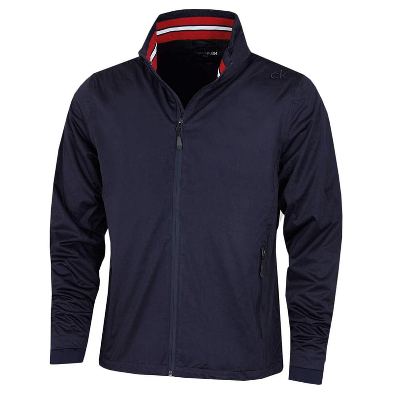 Calvin Klein Mens Collar Detail Waterproof Jacket - Navy/Red - XL - Golf Gift