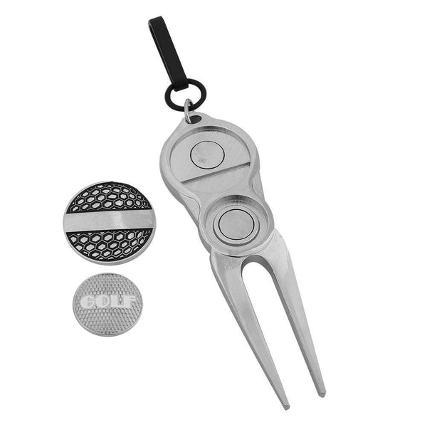 Golf Divot Tool Portable Metal Golf Green Divot Repair Tool Ball Marker Pitch Mark(GOLF) - Golf Gift