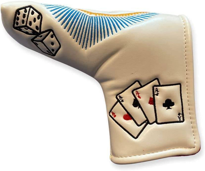 BLADE STYLE GOLF PUTTER HEADCOVER. LAS VEGAS WHITE DESIGN. - Golf Gift