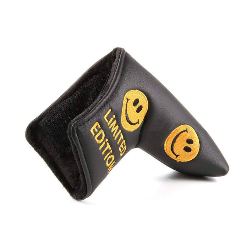 FLTRADE Smile Face LIMITED EDITION Golf Blade Putter Covers Head cover for Scotty Cameron Odyssey Callaway Taylormade Titleist Ping Mizuno Cobra,Black/yellow - Golf Gift