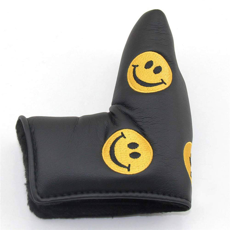 FLTRADE Smile Face LIMITED EDITION Golf Blade Putter Covers Head cover for Scotty Cameron Odyssey Callaway Taylormade Titleist Ping Mizuno Cobra,Black/yellow - Golf Gift