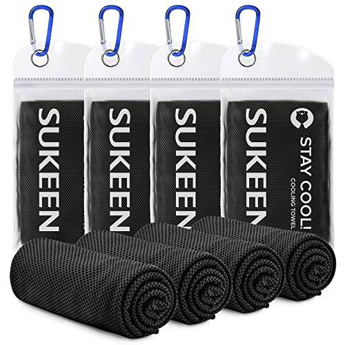 Sukeen Cooling Towel, 4 Pack Cooling Towels for Neck, Soft Breathable Sweat Towel Gym Towel, Stay Cool Ice Towel, Microfibre Cool Towel for Men Women Work Out Sports Yoga Golf (40"x12") - Golf Gift