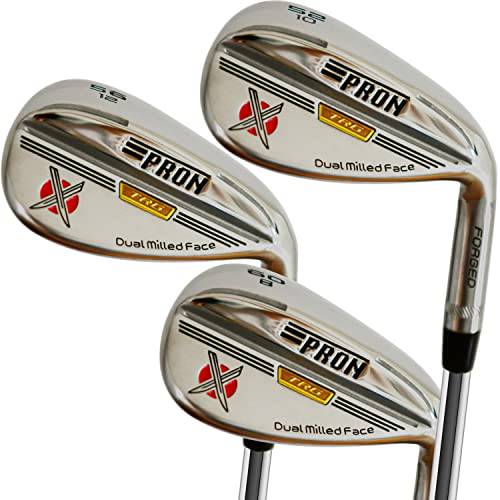 Japan Pron Wedge Set or Single Golf Club,TRG Model,Chrome Finish,52 56 60 Degree,10 12 8 Bounce,Steel Shaft,Pack of 3 - Golf Gift