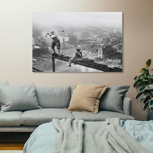 AmSoan Playing Golf on Skyscrapers Wall Art Paintings Canvas Wall Decor Home Decor Living Room Decor Aesthetic Prints 24x36inch(60x90cm) Unframe-style - Golf Gift