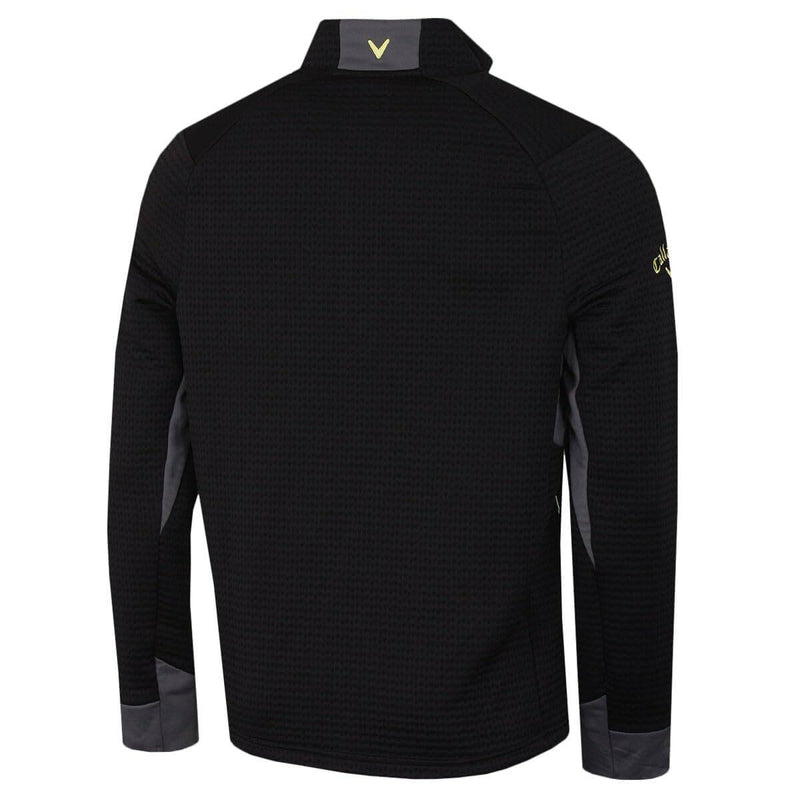 Callaway Golf Mens Midweight Textured Sweater - Caviar/Yellow Plum - L - Golf Gift