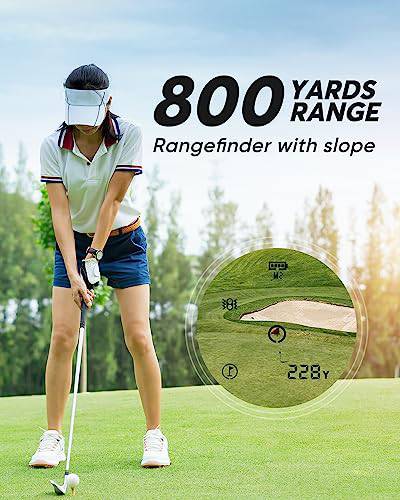 WOSPORTS Rechargeable Golf Rangefinder, 800 Yards Laser Range Finder with High-Precision Flag Lock and Pulse Vibration, Rangefinder for Golfing and Hunting, 6X Magnification (Rechargeable & Slope) - Golf Gift