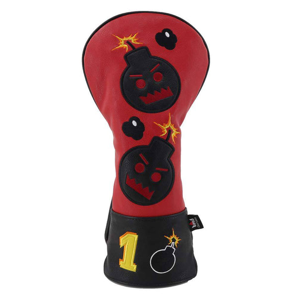 Craftsman Golf Bomb Red & Black Driver Headcover PU Leather Golf Clubs Head Covers (Driver Cover #1) - Golf Gift