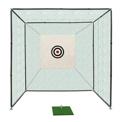 BIRCHTREE Golf Practice Cage Driving Cage Steel Frame Noise Reduction Golf Hitting Mesh Nets Rubber Tee Backyard Swing Training Equipment Bullseye Target Practice Outdoor - Golf Gift