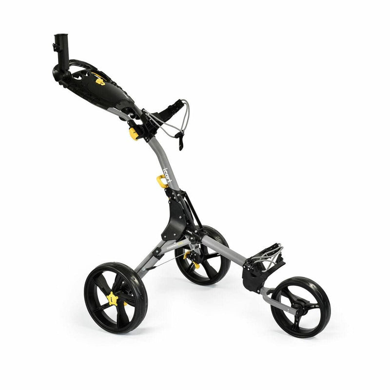 iCart Masters Compact Evo 3 Wheel Push Golf Trolley Grey/Black - Golf Gift