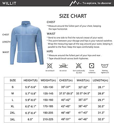 Willit Men's Fleece Pullover Golf Quarter Zip Sweaters Cold Weather Hiking Thermal Shirt Jacket Stone Blue L - Golf Gift