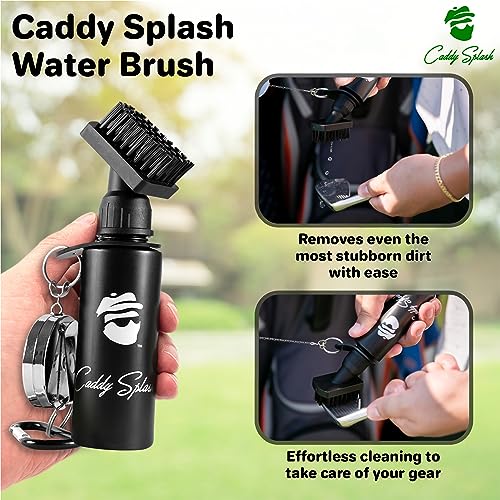 Caddy Splash Premium Golf Club Cleaner with Water- Heavy Duty Retractable Clip- Squeeze Bottle for Easy Cleaning with Nylon Bristles- Golf Water Brush- Holds 4 Oz Water- USA Company - Golf Gift