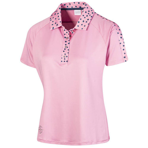 Island GREEN Golf Women's Breathable Quick Dry Moisture Wicking Polo Shirts, Pink/Navy, XL - Golf Gift