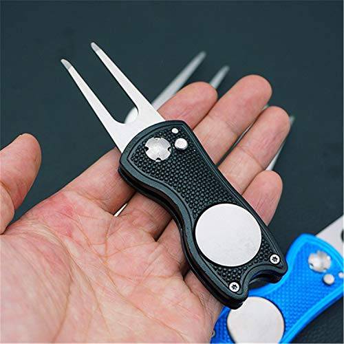 FINGER TEN Golf Divot Repair Tool With 3 Ball Marker Value Pack, Sturdy Solid Pitch Fork Golf Club Pocket Extra 3 Ball Makers Color (Cat Black) - Golf Gift