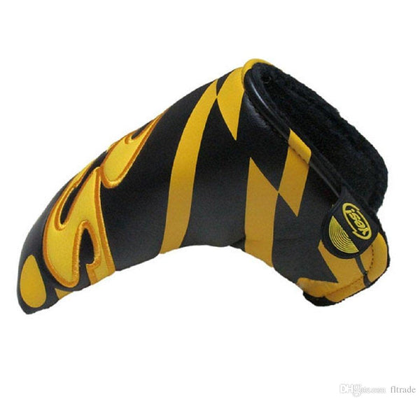 TOHMLAPE Golf Blade Putter Cover Headcover With PU Leather Velcro Closure,Yes Printed Patterned Design for Scotty Cameron Ping Ansor,Black & Yellow - Golf Gift