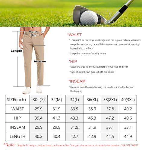 Holure Men's Golf Trousers Waterproof Straight-Fit Golf Pants Lightweight Stretch Outdoor Pants with Pockets Casual Pants for Golfing Black-30 - Golf Gift