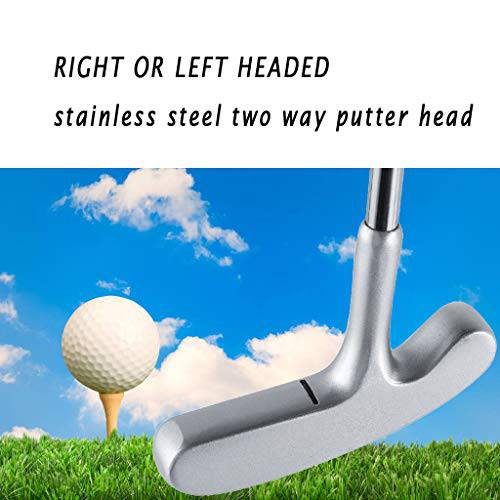 LEAGY Timeless Classic Golf Putter 35" Length - Putt Putt Style Two-Way Head and Premium Rubber Grip for Male & Female Right or Left Handed Golfers (Left and Right Silver) - Golf Gift