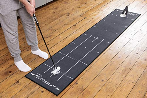 PuttOut Pro Golf Putting Mat - Perfect Your Putting, Grey, 240 x 50 cm - Golf Gift