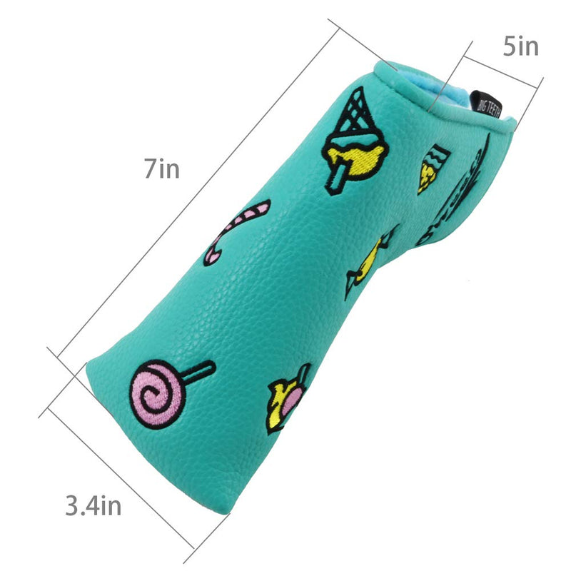 Golf Blade Putter Cover Headcover Black Mid Mallet Club Protector PU Leather Magnetic Bar Closure For Scotty Cameron Taylormade Odyssey (Green) - Golf Gift