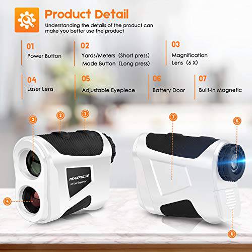 PeakPulse KB600AG Golf Rangefinder,600 Yards Golf Laser Rangefinder with Slope,High-Precision Golf Range Finder Devices with Magnet & 6X Magnification & Flag Pole Locking Vibration Function,3 Modes - Golf Gift