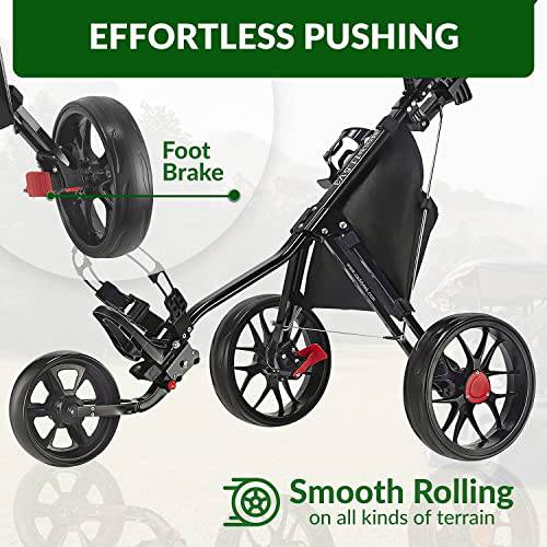 Caddytek CaddyLite 11.5 V3 3 Wheel Golf Push Cart - SuperLite Deluxe, Lightweight, Easy To Fold Caddy Cart Pushcart, Silver - Golf Gift