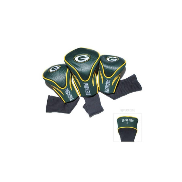 Team Golf NFL Green Bay Packers Contour Golf Club Headcovers (3 Count) Numbered 1, 3, & X, Fits Oversized Drivers, Utility, Rescue & Fairway Clubs, Velour lined for Extra Club Protection - Golf Gift