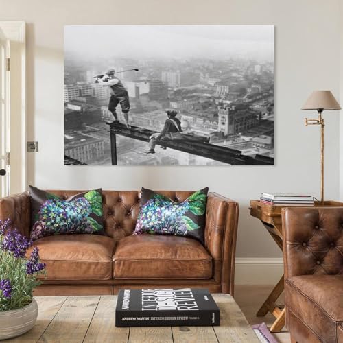 AmSoan Playing Golf on Skyscrapers Wall Art Paintings Canvas Wall Decor Home Decor Living Room Decor Aesthetic Prints 24x36inch(60x90cm) Unframe-style - Golf Gift