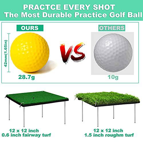 GEEORZO Golf Chipping Net, Pop Up Golf Practice Net with 2 Golf Hitting Mats, 12 Practice Balls and Golf Tees Accessories for Backyard Outdoor Indoor (Net+Mats+Balls(Green)) - Golf Gift