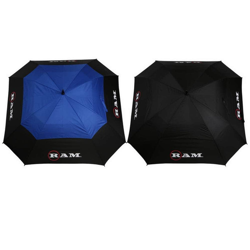 2 Pack Ram FX Tour Premium 64" Extra Large Square Golf Umbrellas Black/Blue - Golf Gift