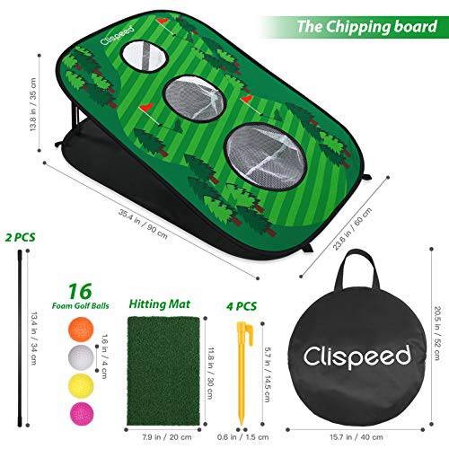 Golf Mat Chipping Net, Collapsible Portable 3 Holes Game Set for Adults & Kids Summer Backyard Lawn Outdoor Activities (Style 2) - Golf Gift