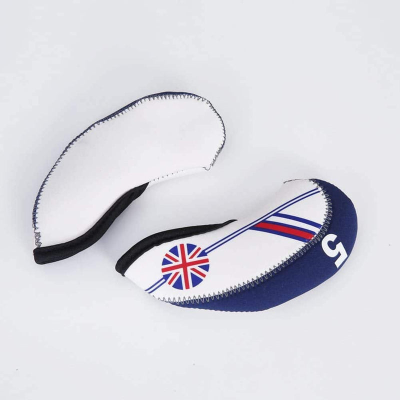 Zivisk Golf Iron Head covers 10pcs UK Union Jack Flag Patterned Neoprene Golf Club covers - Golf Gift