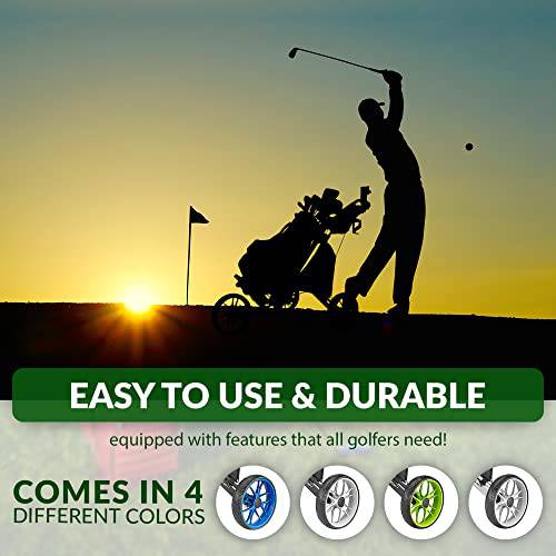 Caddytek CaddyLite EZ Version 8 3 Wheel Golf Push Cart - Foldable Collapsible Lightweight Pushcart with Foot Brake - Easy to Open & Close, lime, one size - Golf Gift