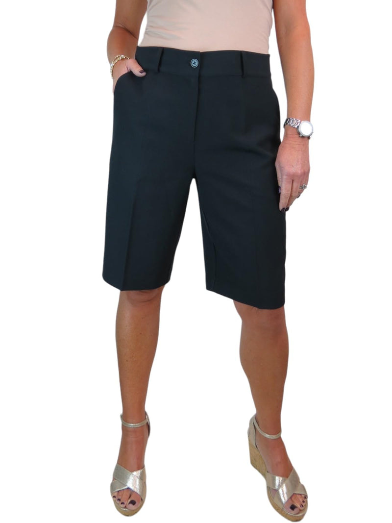 icecoolfashion Ladies Smart Casual Washable Day Evening Tailored Lightweight Shorts Black 8-22 (18) - Golf Gift