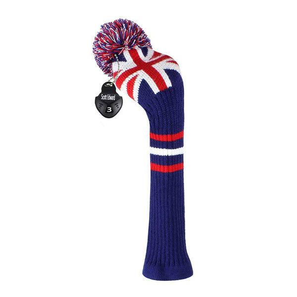 Knit Driver Woods Golf Club Head Cover, 1pcs Pack, Fit Driver(460cc), with Rotating Number Tag (UK Stripes) - Golf Gift