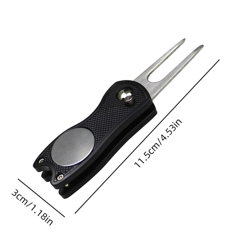 Scott Edward Golf Divot Repair Tool with Pop-up Button & Magnetic Ball Marker Pitch Mark Stainless Steel Foldable Golf Divot Repair Tool - Golf Gift