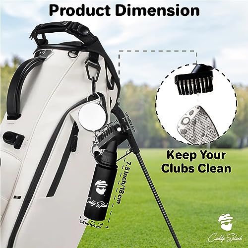 Caddy Splash Premium Golf Club Cleaner with Water- Heavy Duty Retractable Clip- Squeeze Bottle for Easy Cleaning with Nylon Bristles- Golf Water Brush- Holds 4 Oz Water- USA Company - Golf Gift