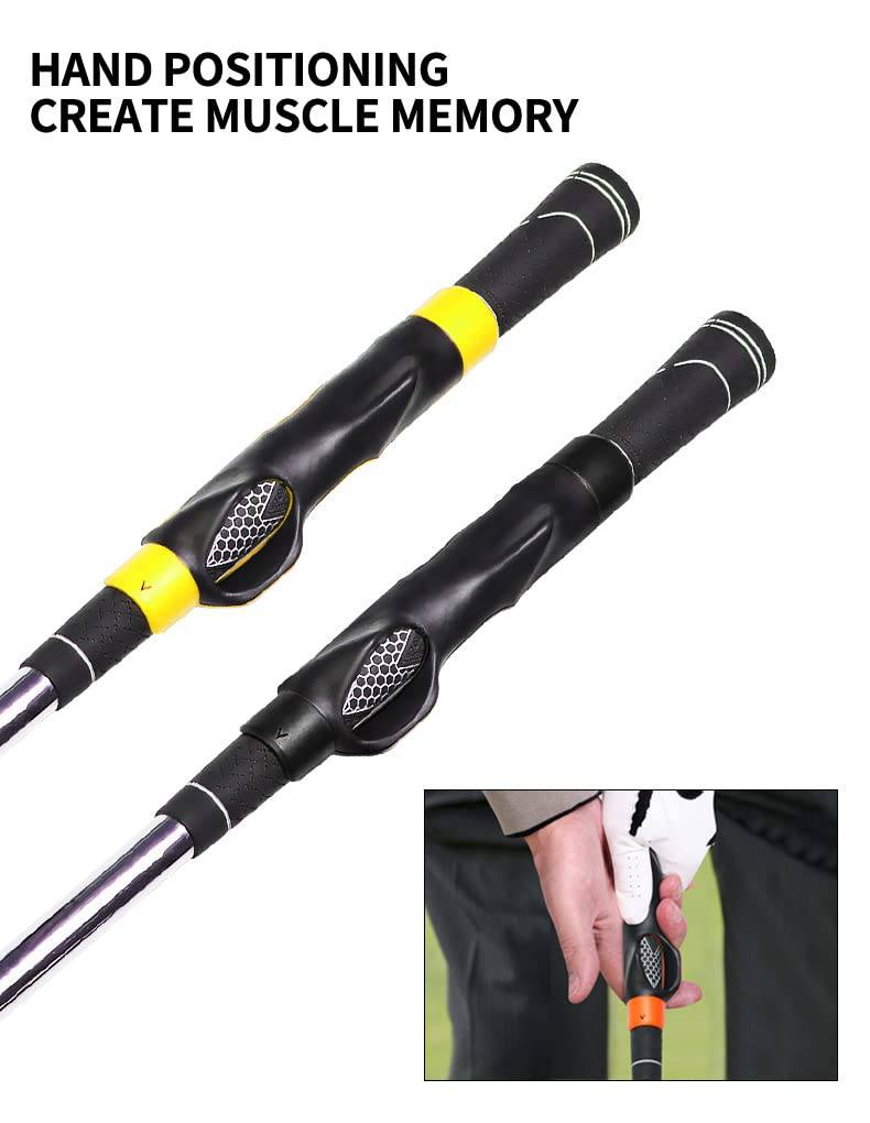 Esenlong Golf Grip Trainer, Golf Posture Correction Aid Attachment Golf Swing Trainer Grip Practice Aid for Improving Hand Positioning Suitable for Right Hand Use (Black) - Golf Gift