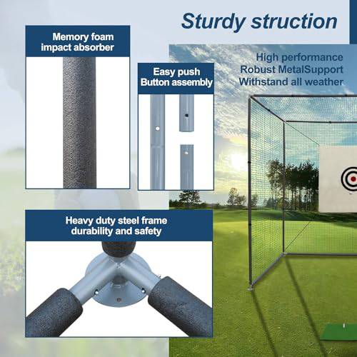 BIRCHTREE Golf Practice Cage Driving Cage Steel Frame Noise Reduction Golf Hitting Mesh Nets Rubber Tee Backyard Swing Training Equipment Bullseye Target Practice Outdoor - Golf Gift