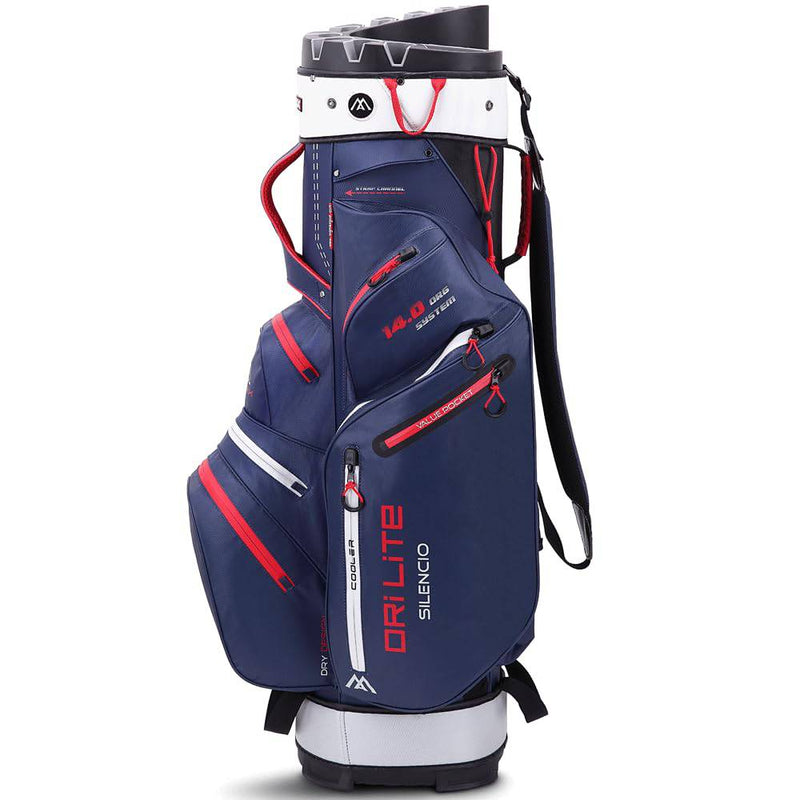 BIG MAX 2024 DRILITE SILENCIO 2 GOLF CART TROLLEY BAG - NAVY / SILVER / RED - Golf Gift